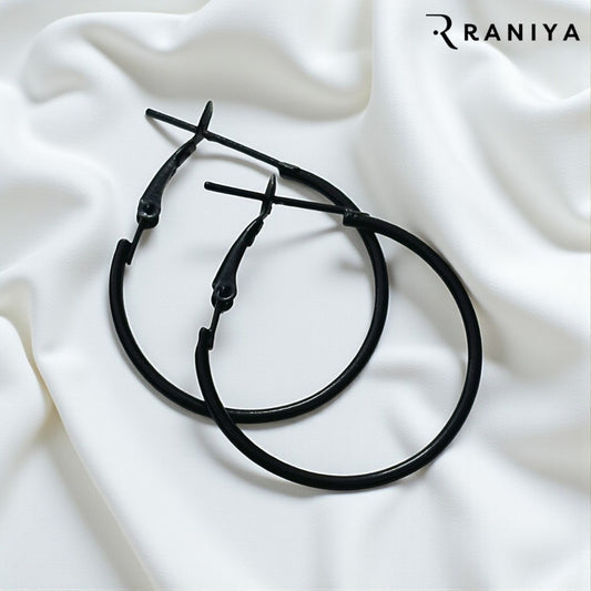 Raniya Black Huggie Hoop Earrings For Women