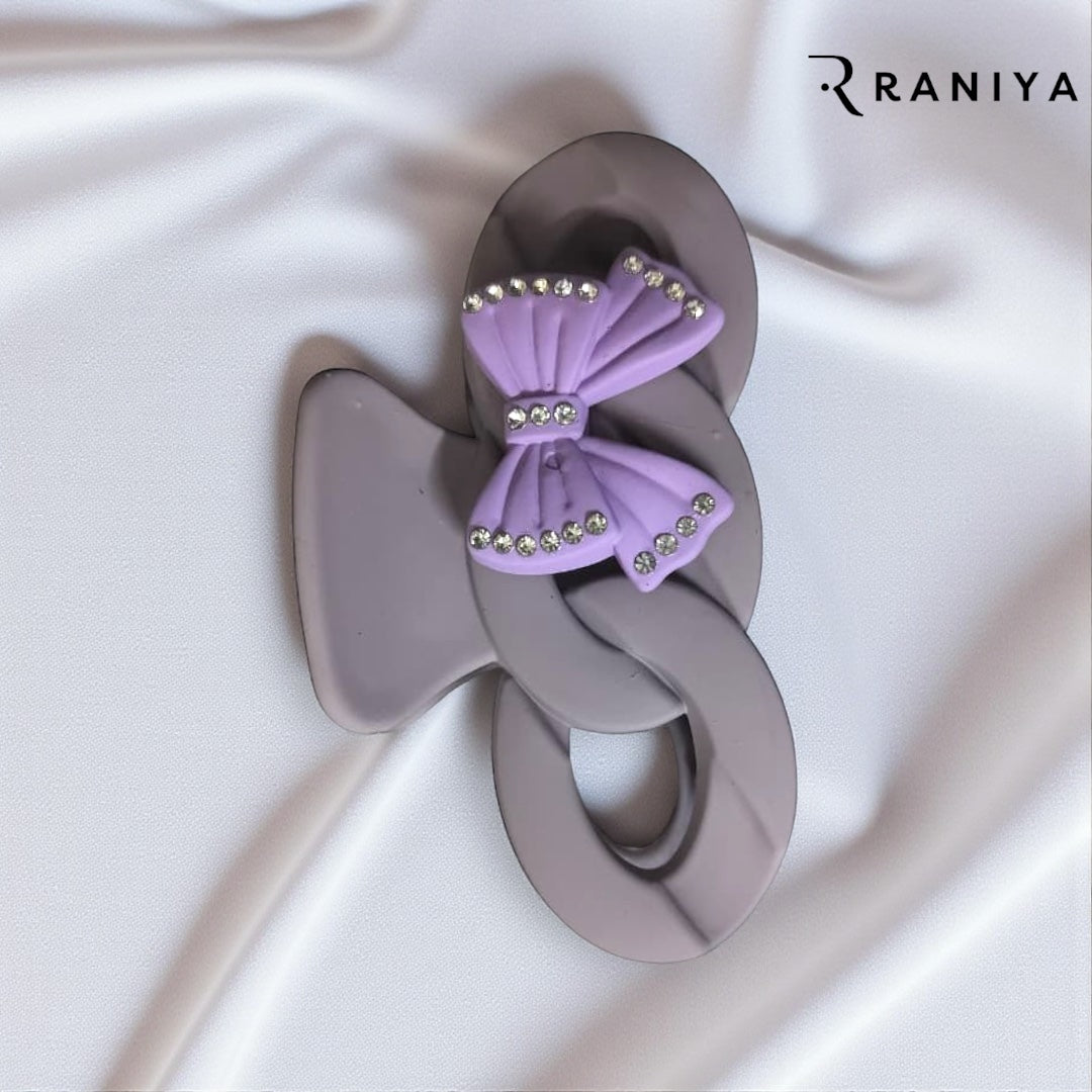 Raniya Retro Bow shaped Matte Purple Hair Clip
