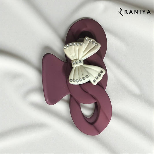 Raniya Retro Bow shaped Matte Maroon Hair Clip