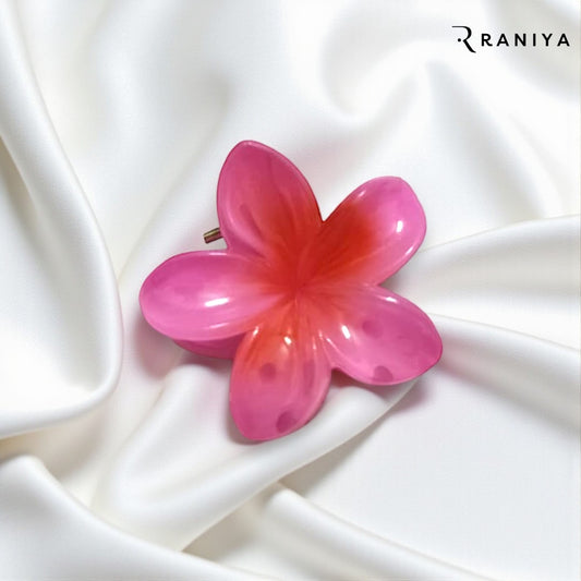 Raniya Pink Glossy Big Size Flower Clip