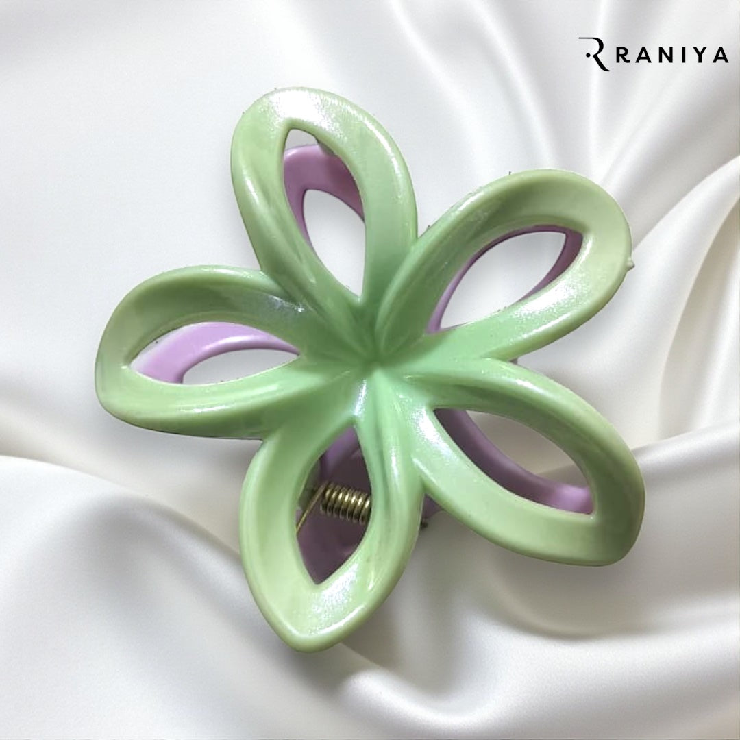 Raniya Frosted flower Green and Pink Hair Clip