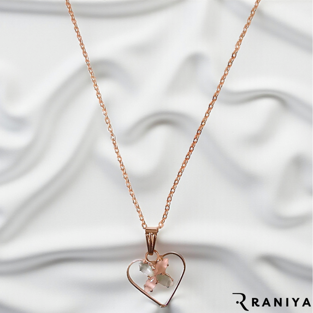 Heart flower Pendent Sterling Chain