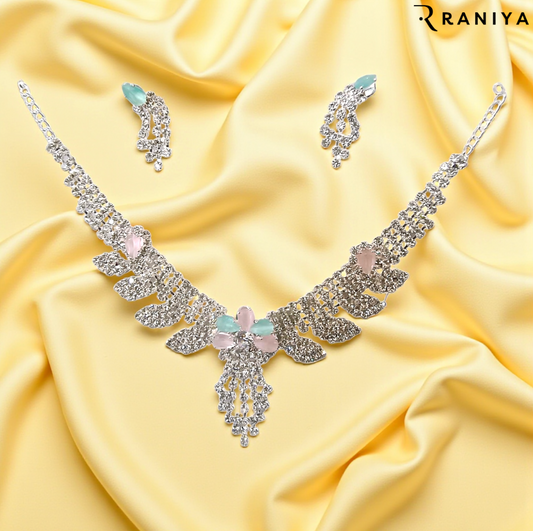 Raniya Sliver design Necklace with earrings