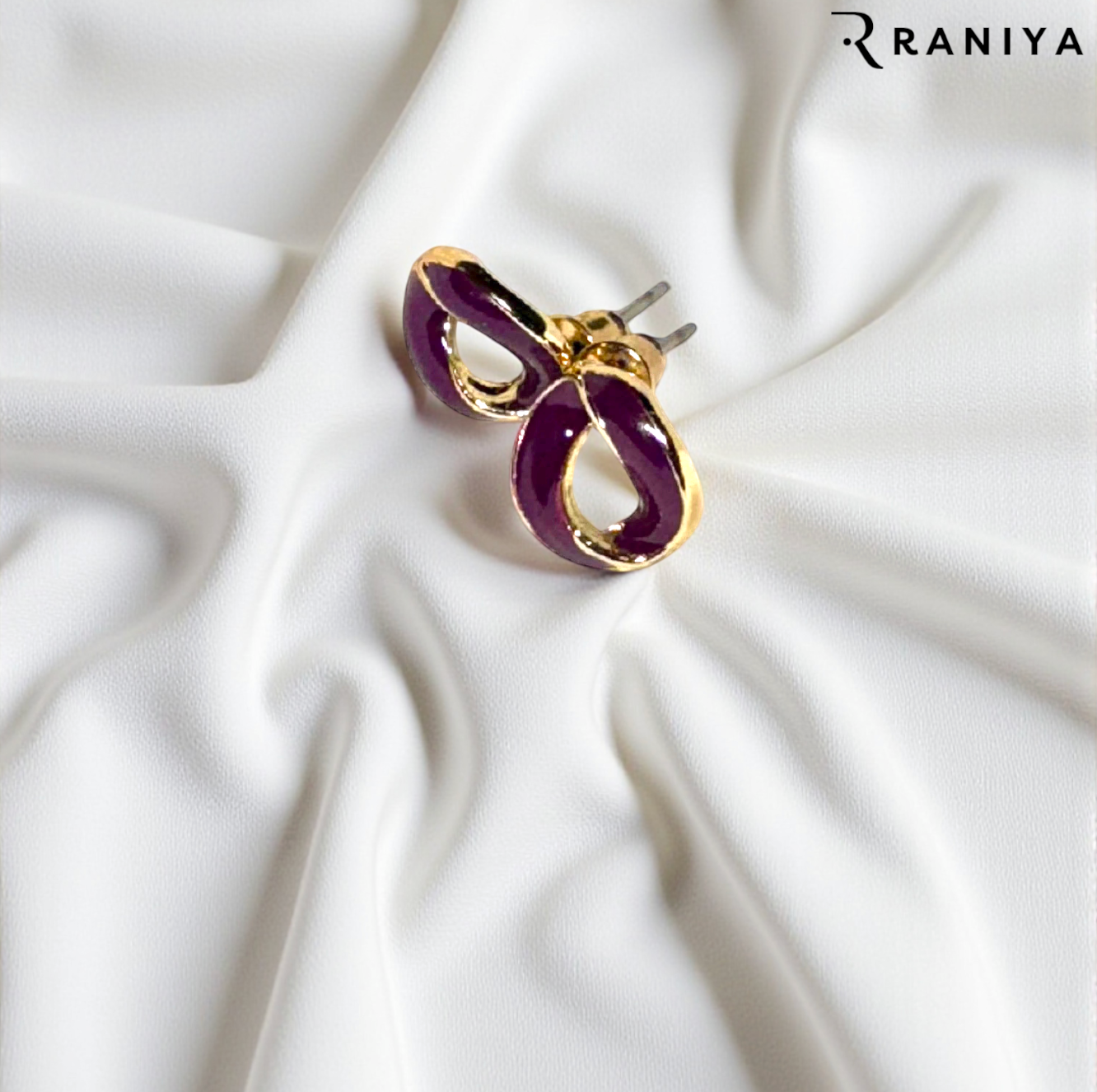 Raniya Vintage Napier gold tone Brown enamel Stud Earring for Women