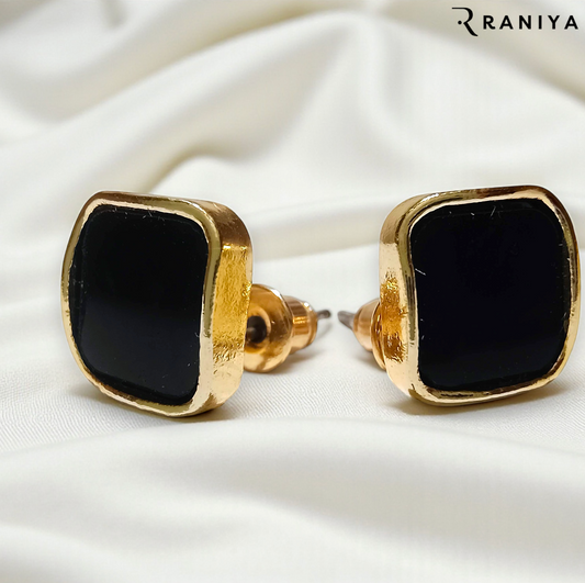 Fashion Gold Plated Fancy Party Wear Earring Black Stud Earring