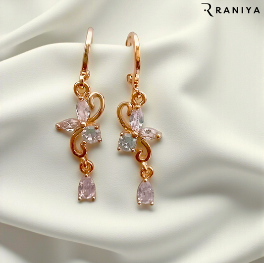 Raniya Rose Gold Flower Earrings Ring For Women