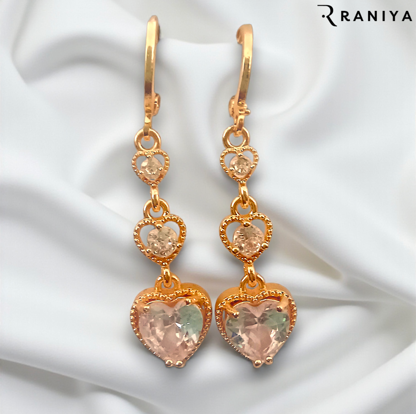 Rose Gold Heard shaped Earrings Ring For Women