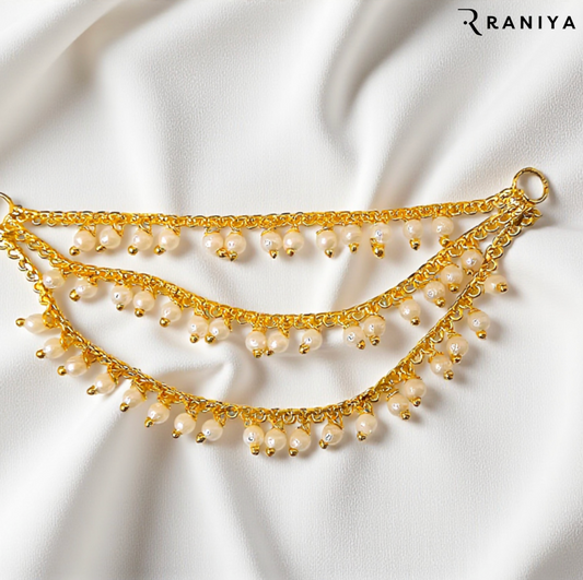 Raniya Dhwani Cream Gold Plated Ear Chain