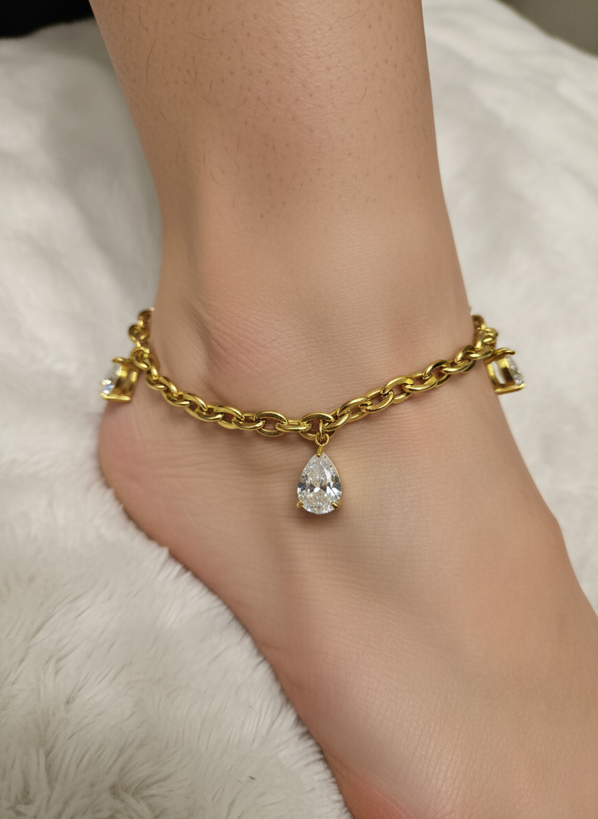 Raniya Crystal Drop Anklet