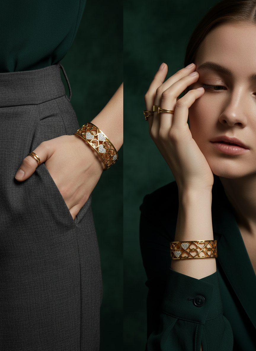 Raniya Lattice CZ Open Bracelet