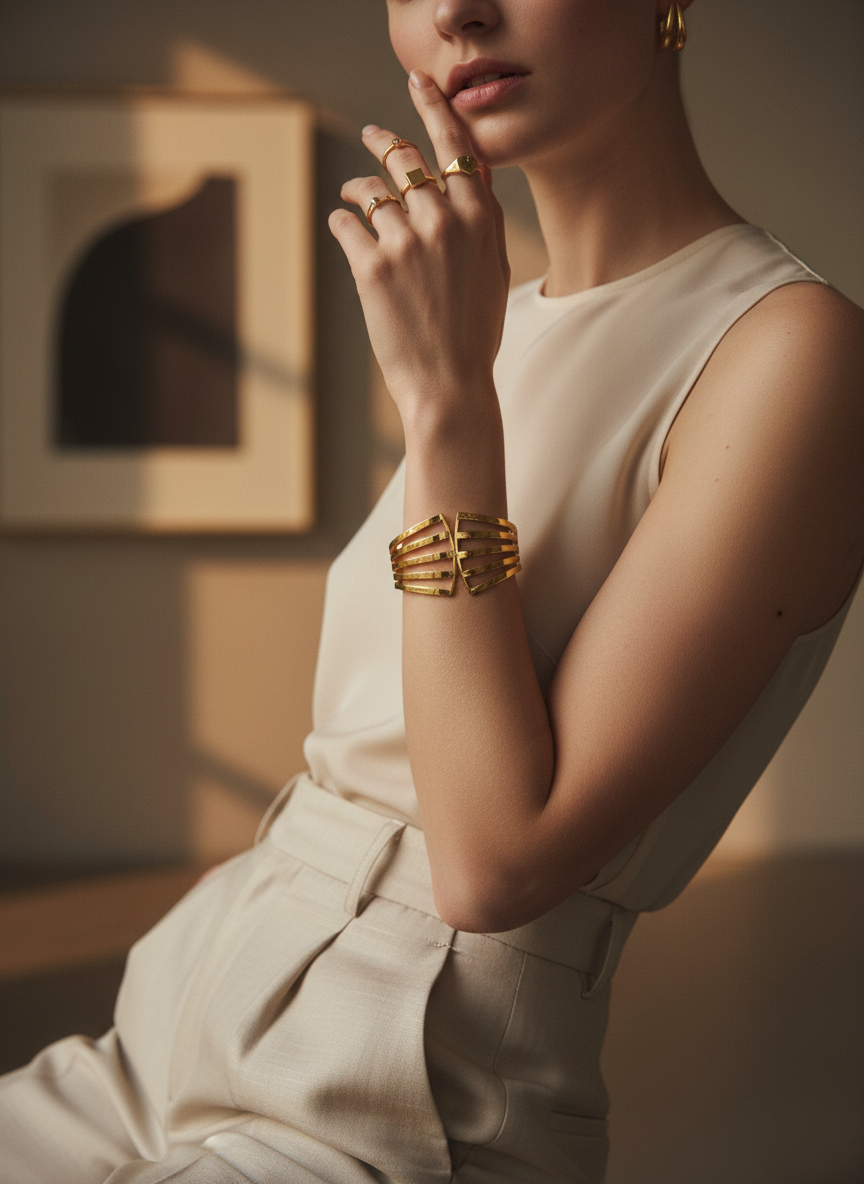 Golden Aura Statement Bracelet