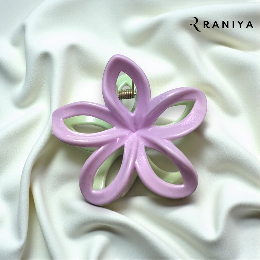 Raniya Frosted flower Green and Pink Hair Clip