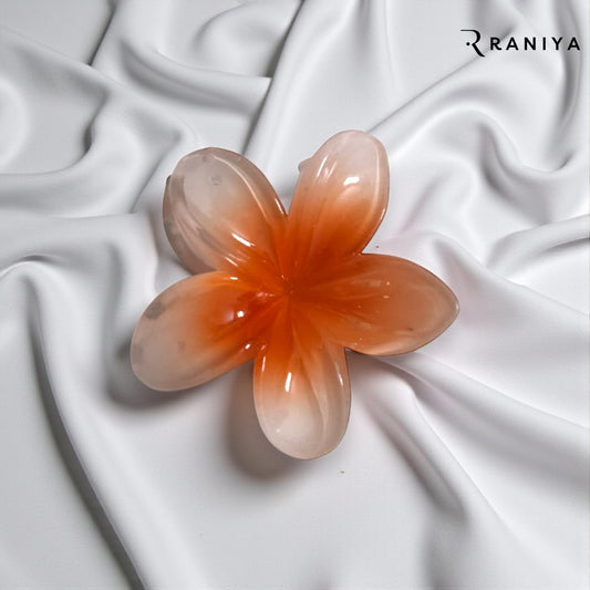 Raniya Orange Glossy Big Size Flower Clip