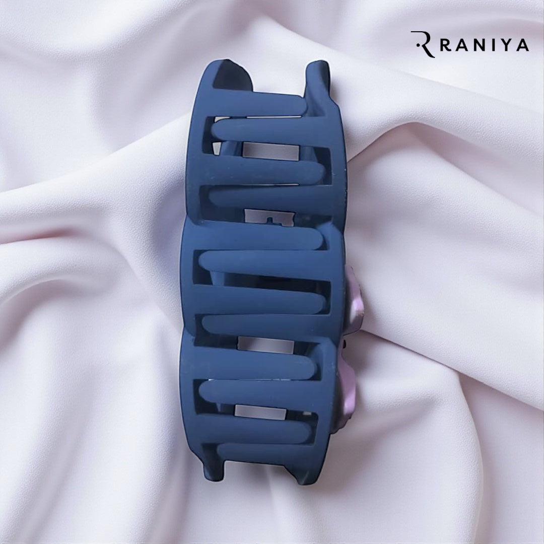 Raniya Retro Bow shaped Matte Blue Hair Clip