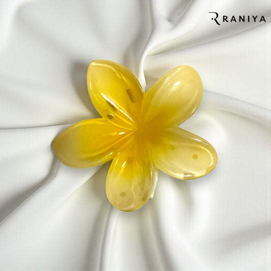 Raniya Yellow Glossy Big Size Flower Clip