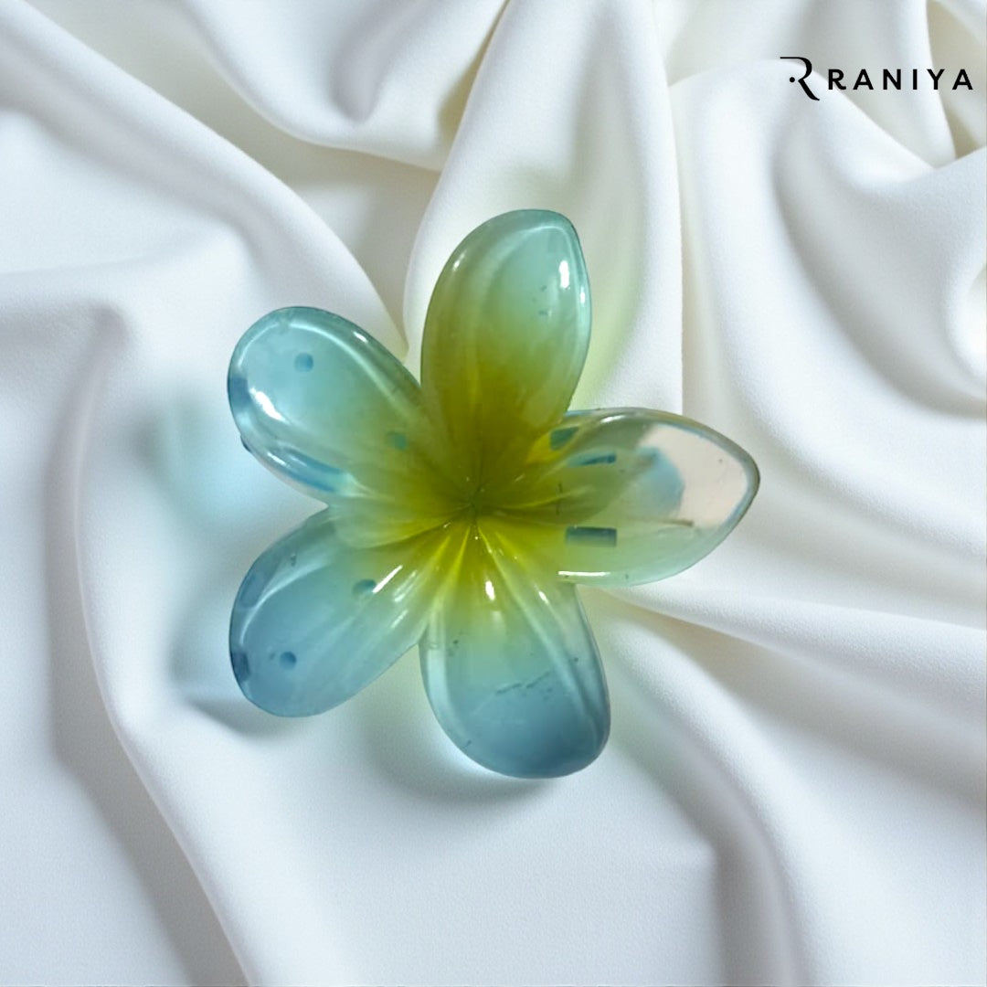 Raniya Water Blue Glossy Big Flower Clip