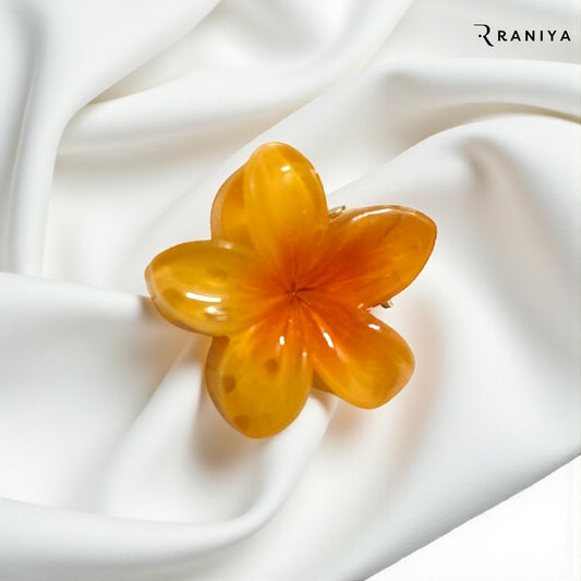 Raniya Orange Peal Glossy Medium Flower Clip