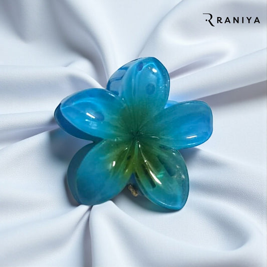 Raniya Blue Glossy Medium Size Flower Clip