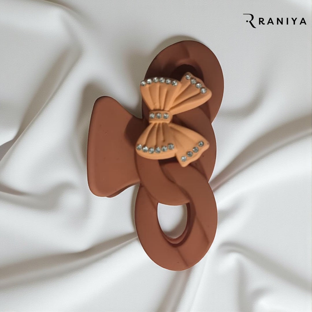 Raniya Retro Bow shaped Matte Orange Hair Clip