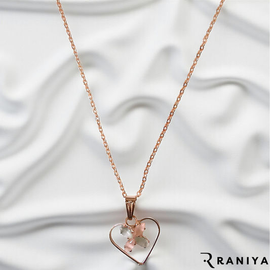 Heart flower Pendent Sterling Chain