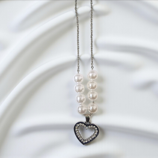 Love shaped pearl Pendent Sterling Chain