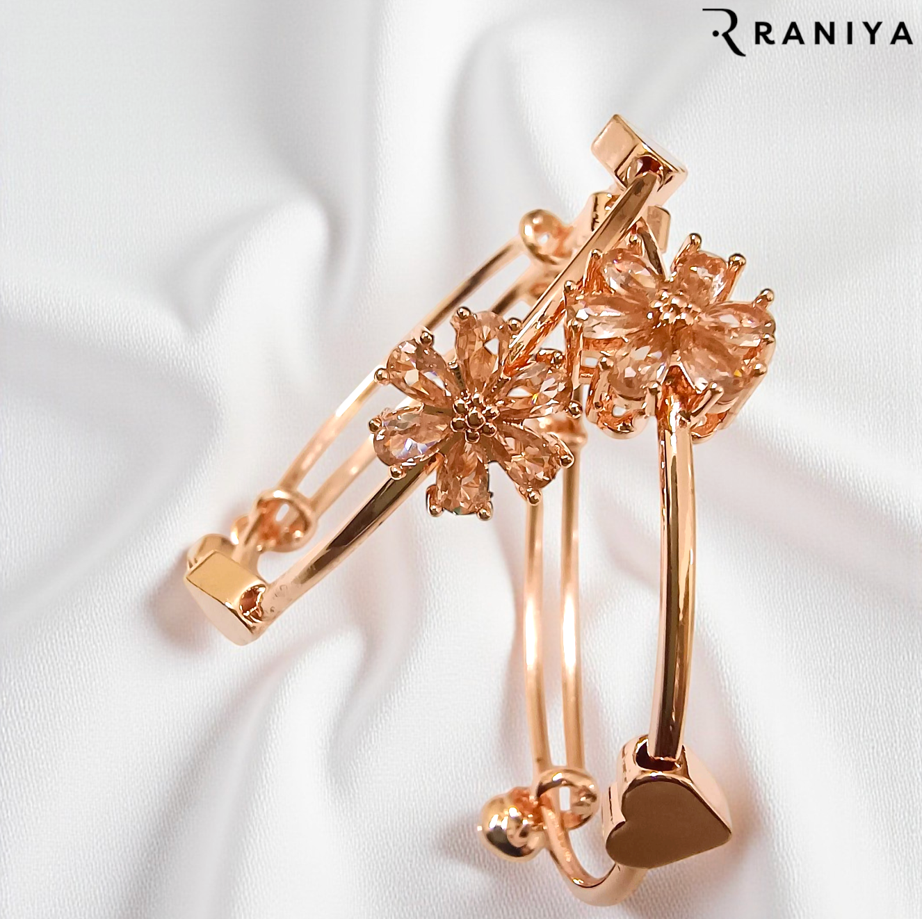 Raniya Flower Rose Gold Bracelet Ladies Bangle
