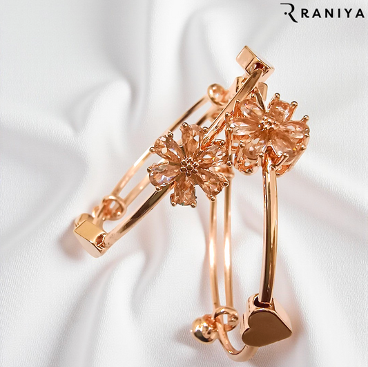 Flower Rose Gold Bracelet Ladies Bangle
