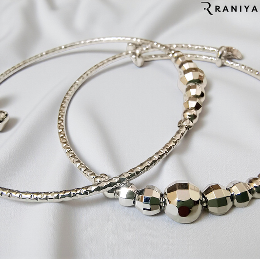 Silver Bead Ladies Bangle
