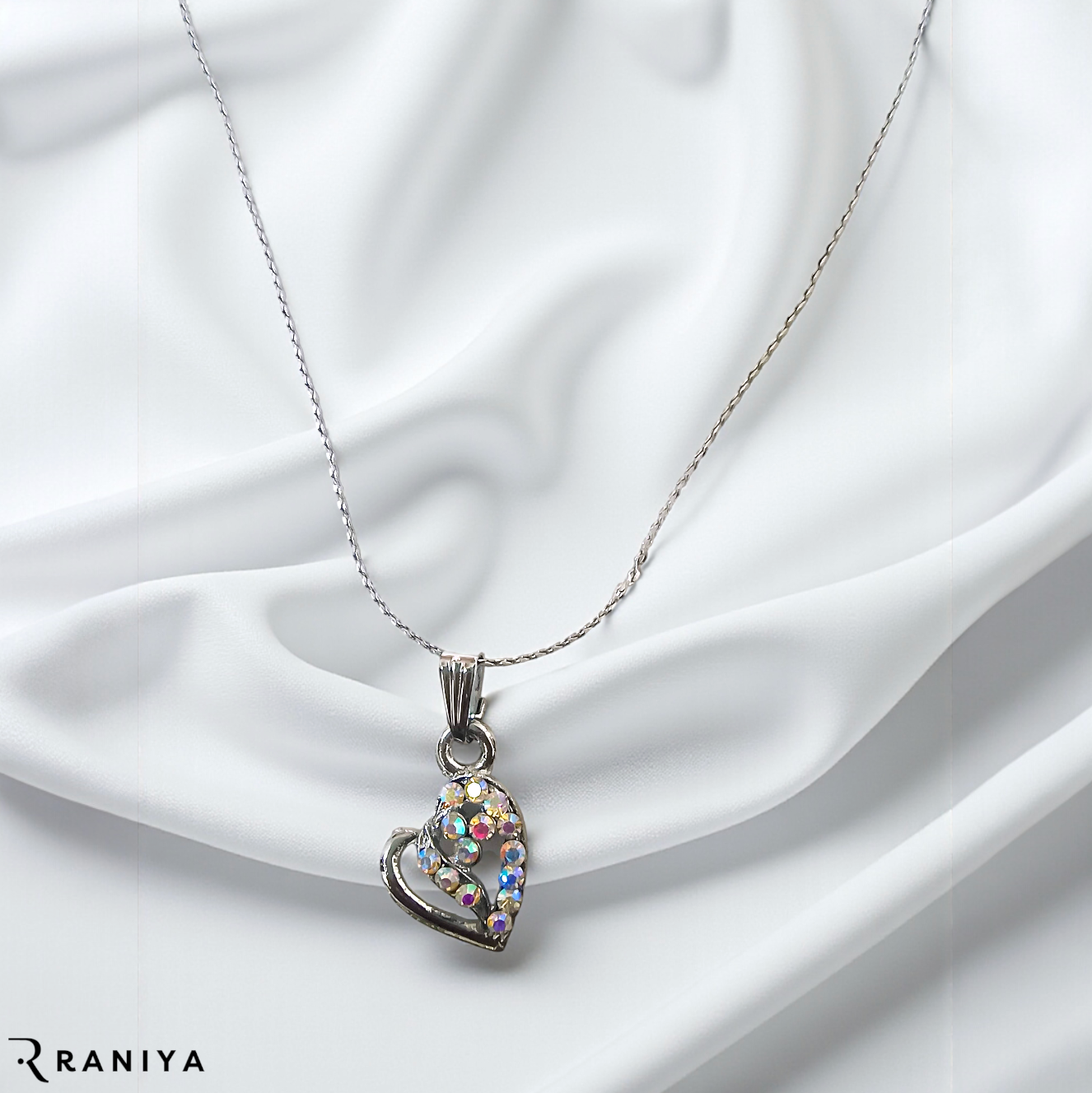 Raniya Sterling Silver Cubic Zirconia Heart Pendant