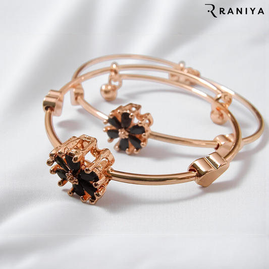 Black Floral Bangle