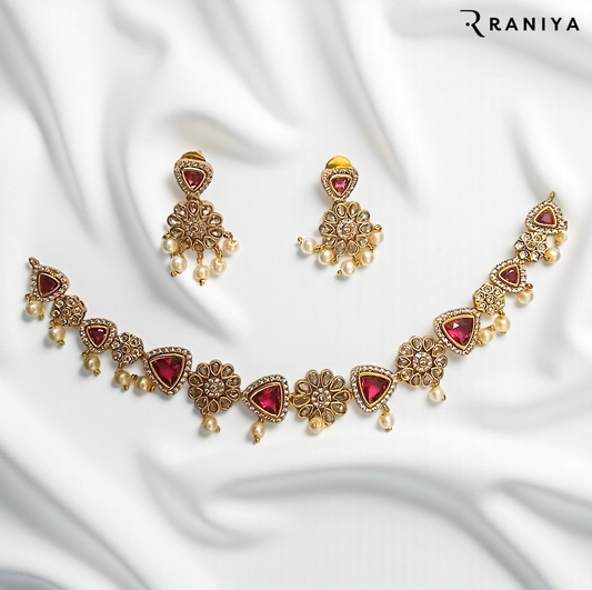 Raniya Golden Flower Ruby Neckwear