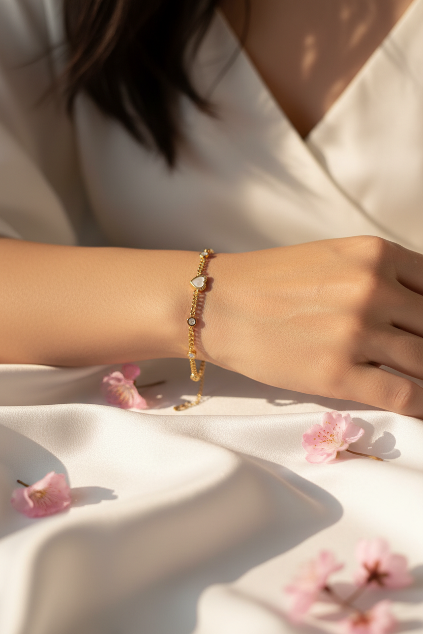 Raniya White Heart Bracelet