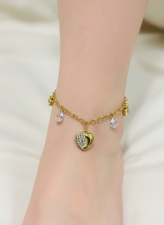 Raniya Crystal Heart Anklet