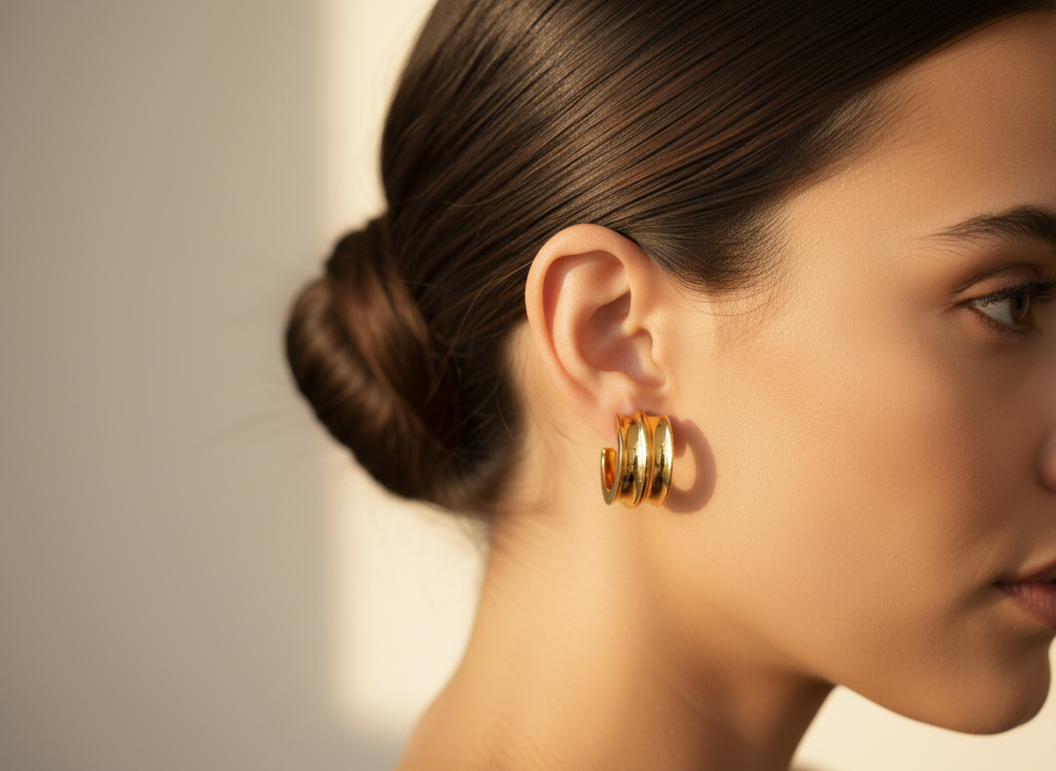 Raniya Bold Gold Huggies