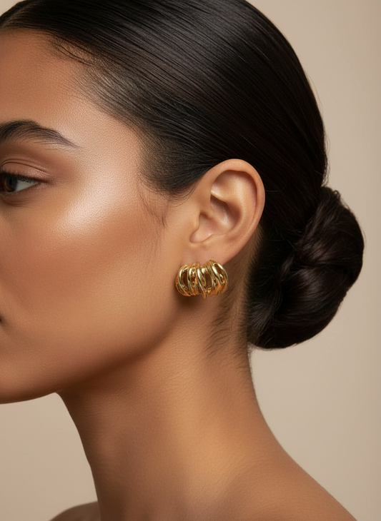Raniya Triple Row Gold Hoops
