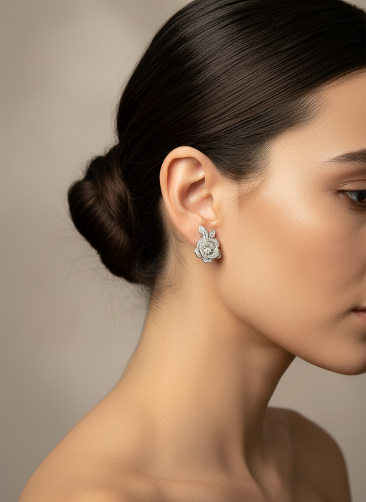 Raniya Sparkle Rose CZ Studs