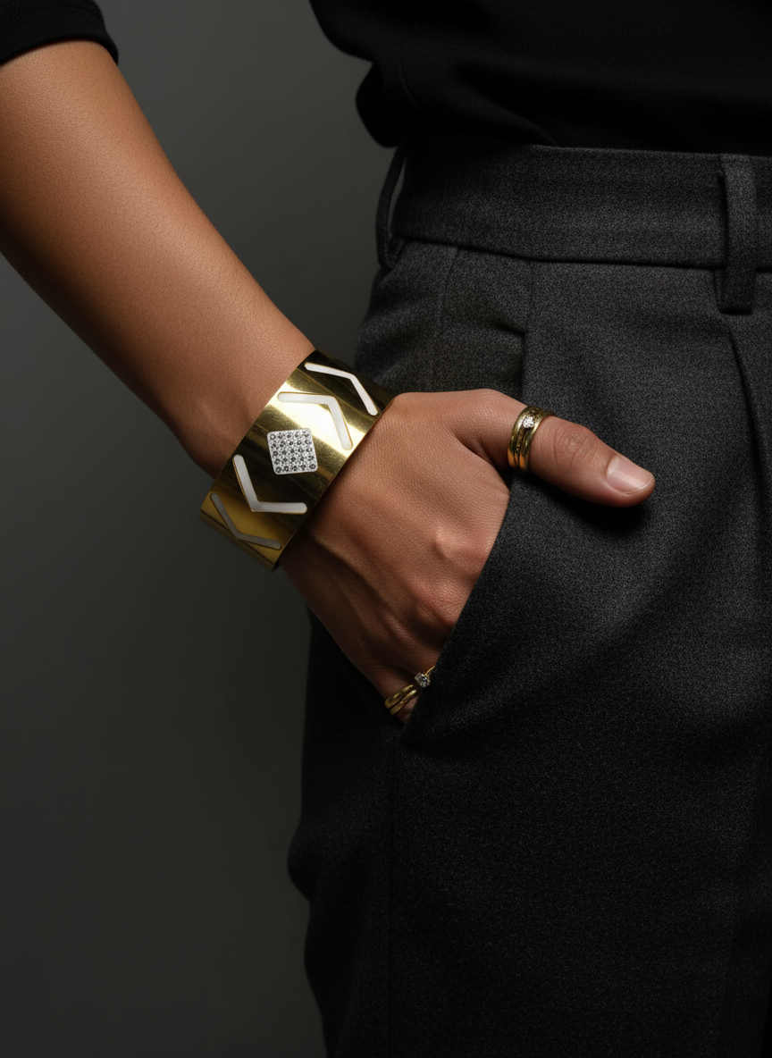 Raniya Chevron CZ Statement Bracelet