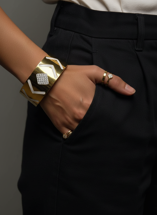 Raniya Chevron CZ Statement Bracelet