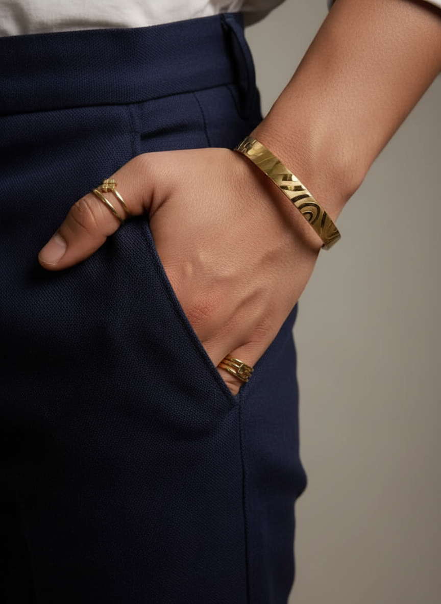 Golden Wave Textured Bracelet