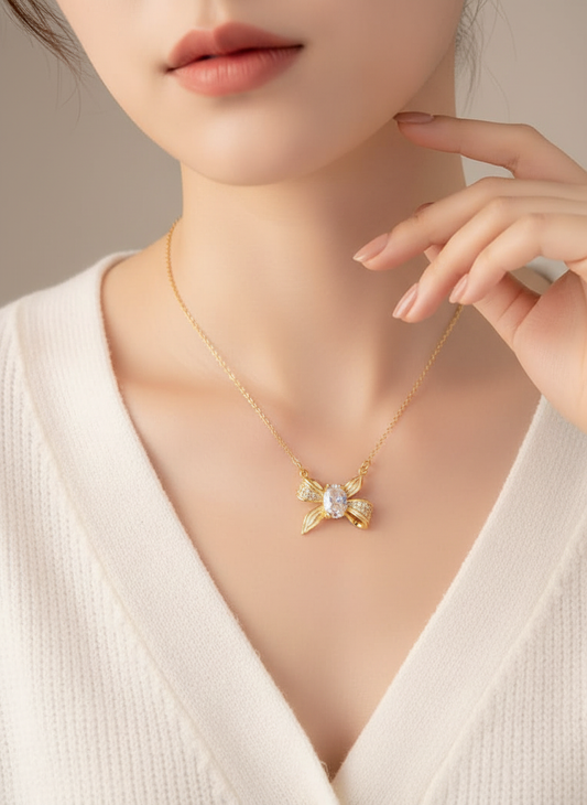 Raniya Diamond Bow Pendant
