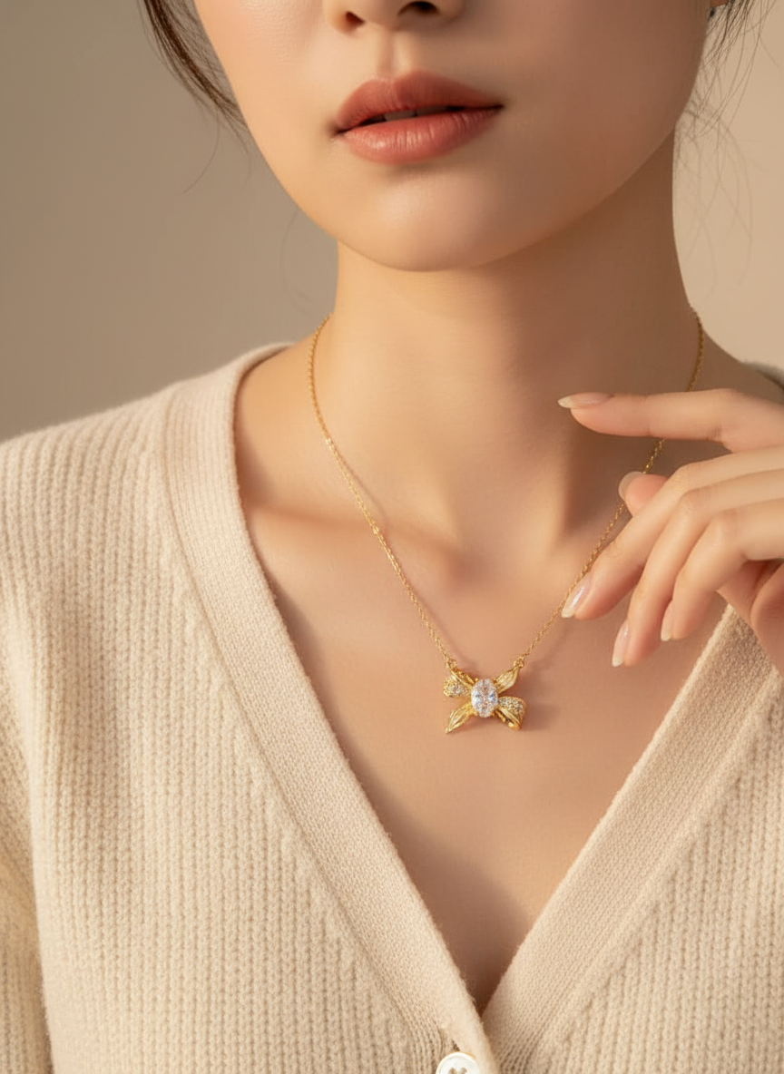 Raniya Diamond Bow Pendant