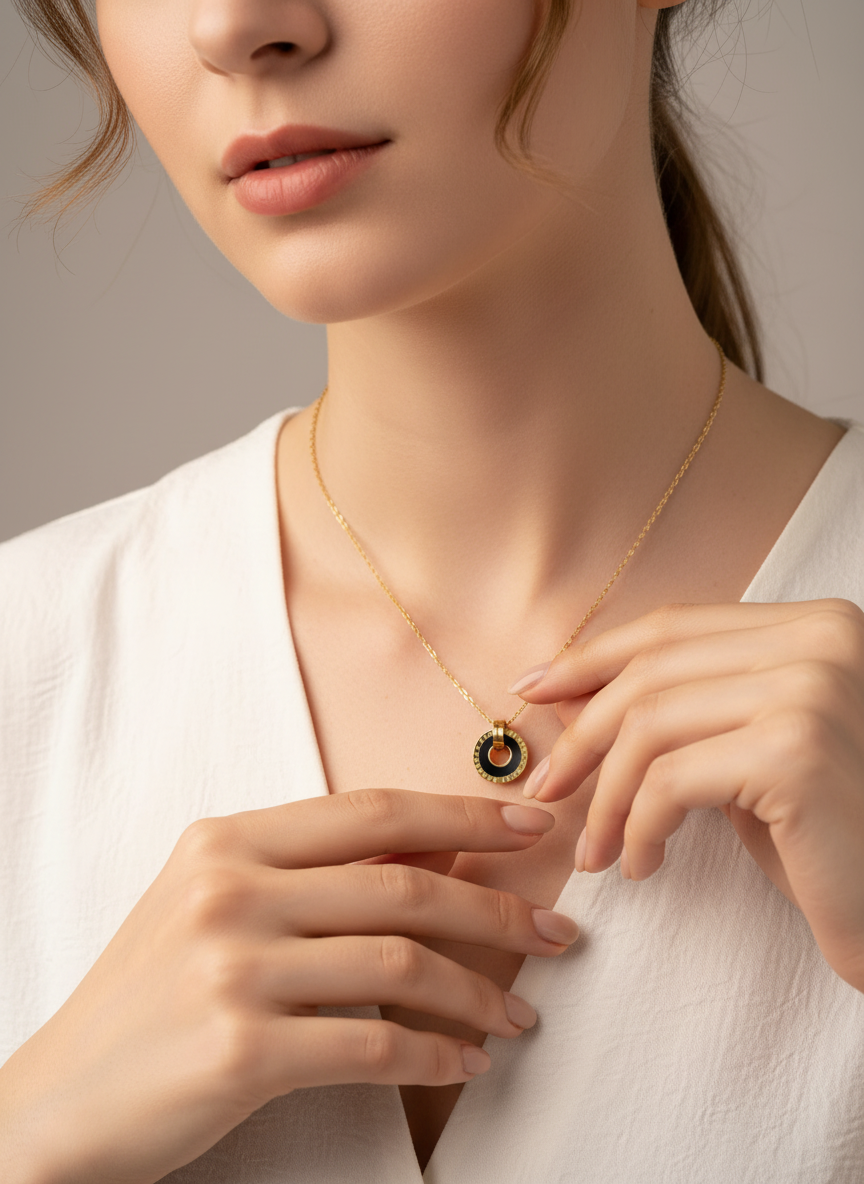 Raniya Luxury Circle Drop Necklace