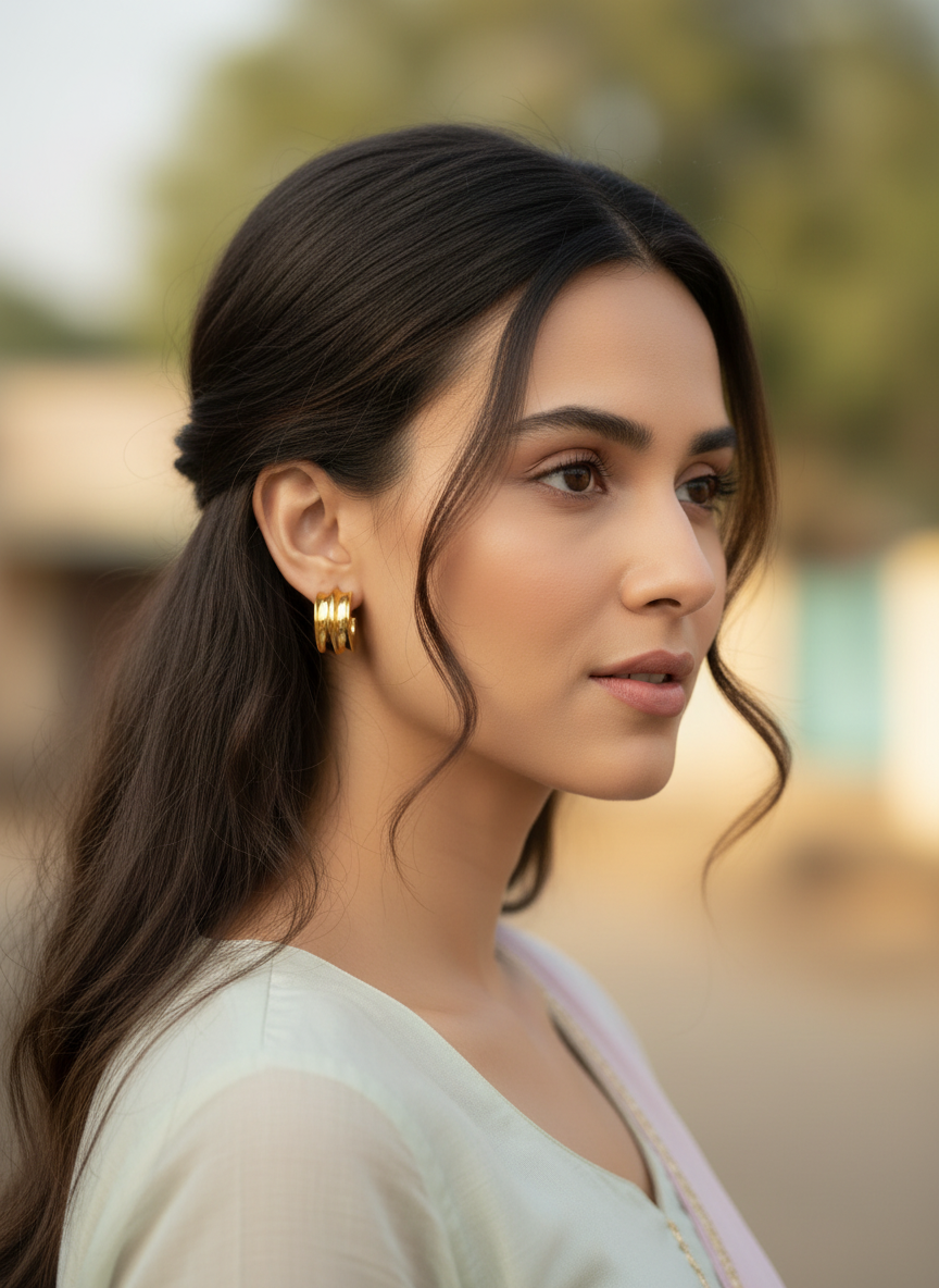 Raniya Bold Gold Huggies