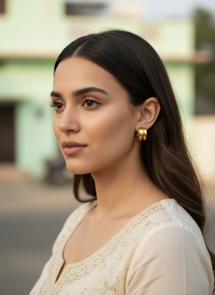 Raniya Bold Gold Huggies