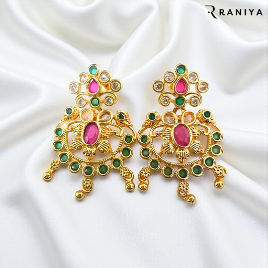 Gold Plated Jadau Kundan Earrings